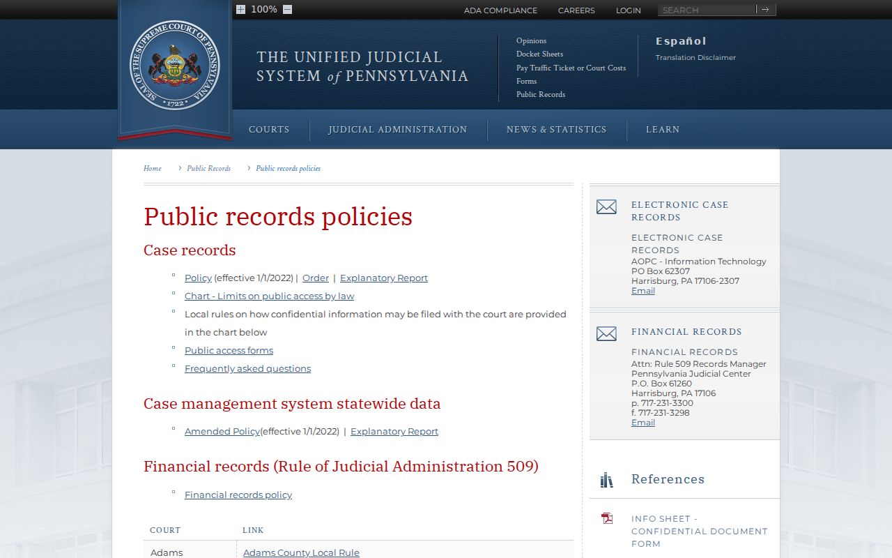 Cameron County criminal case record public access policy