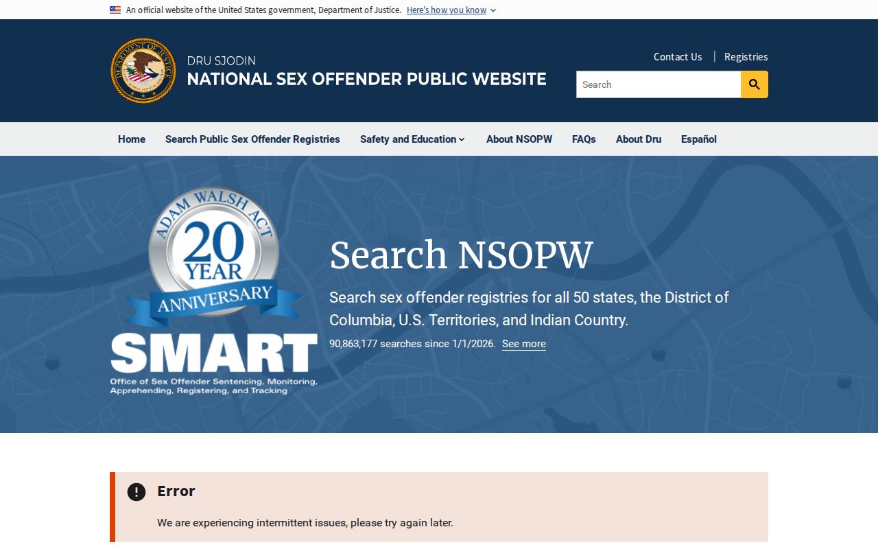 National sex offender search beyond Cameron County Pennsylvania