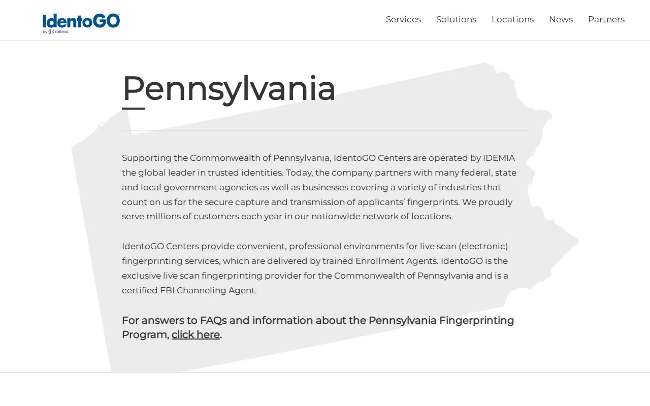Pennsylvania fingerprint locations for Cameron County identity checks