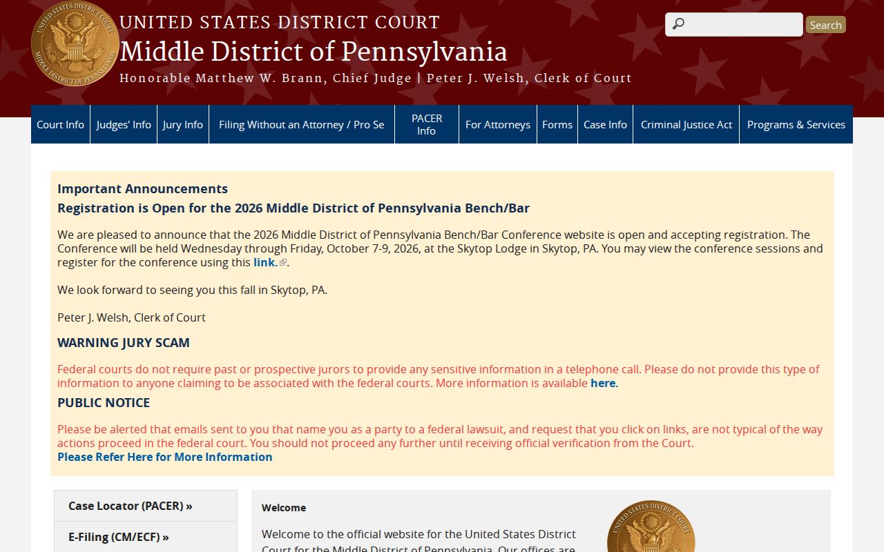Driftwood criminal records in Middle District of Pennsylvania