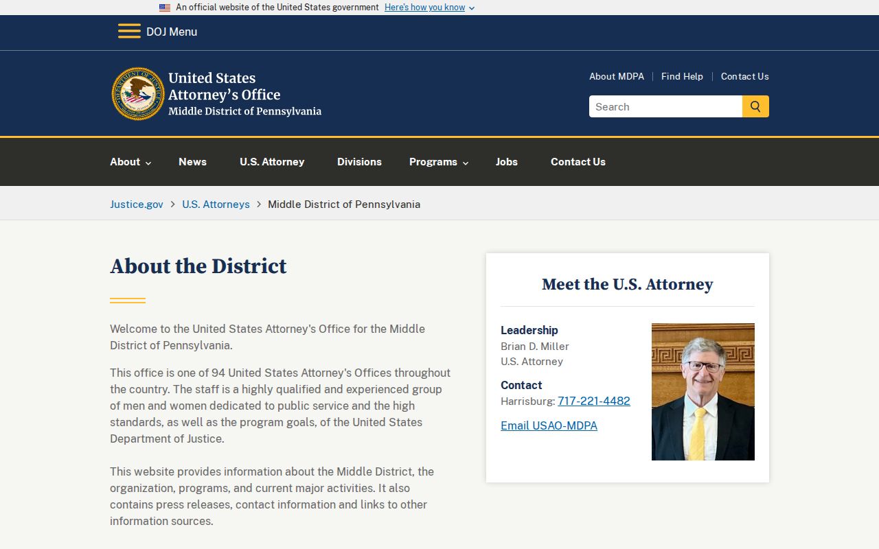 Driftwood criminal records and Middle District U.S. Attorney